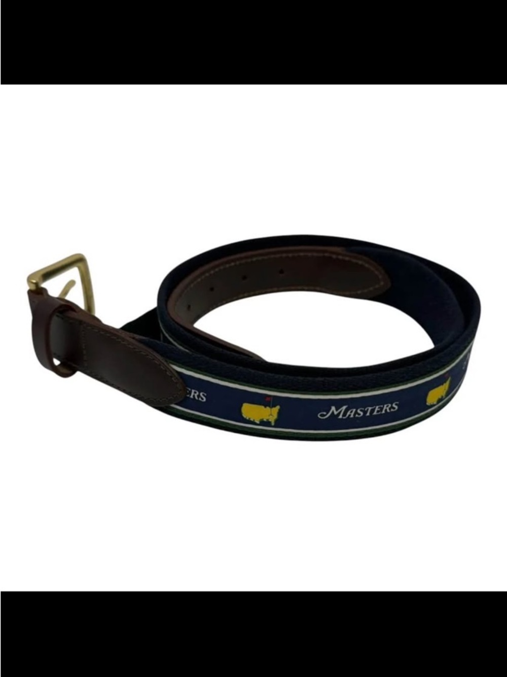 NWT Vineyard Vines Navy Masters Ribbon Belt with Brown Leather Trim